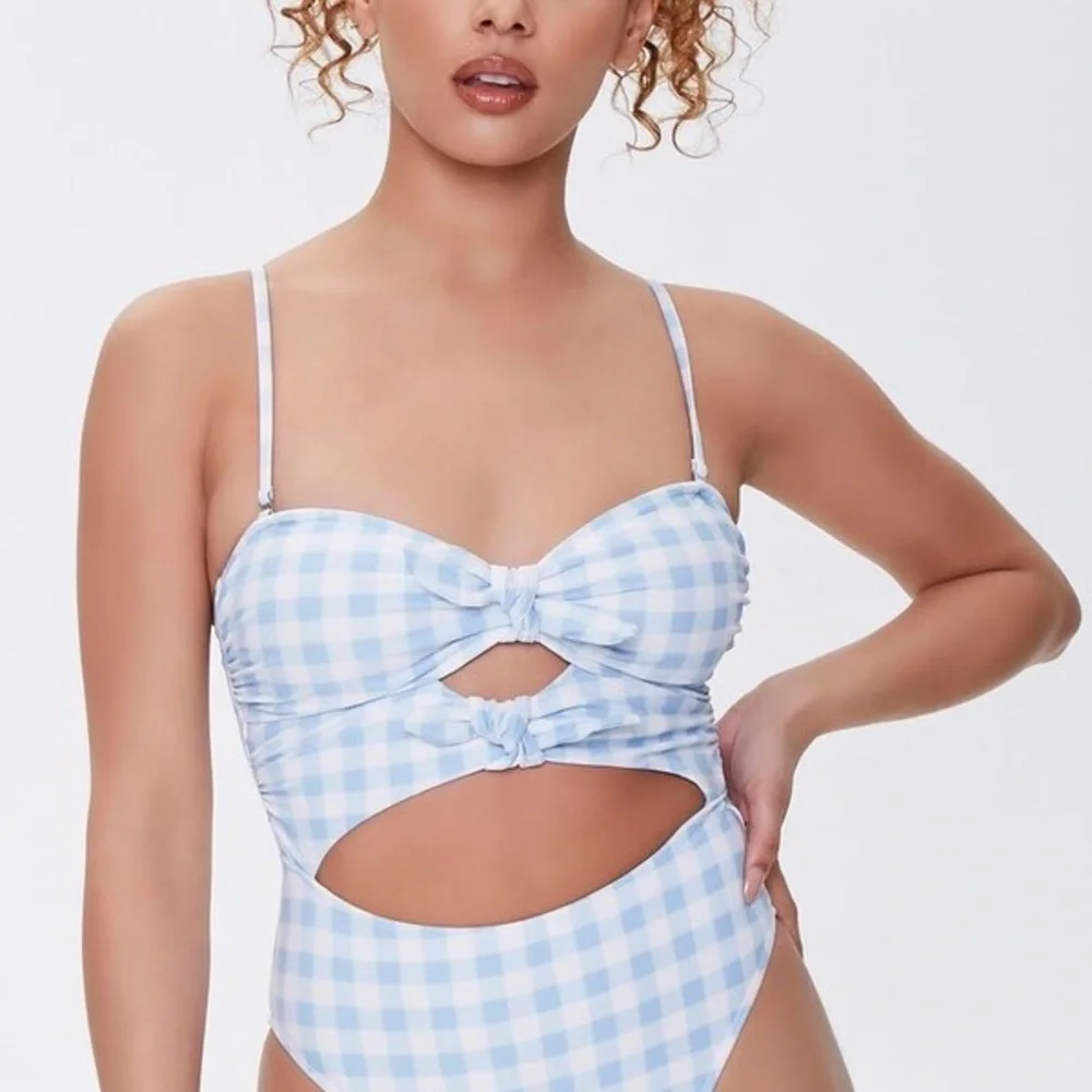 Forever 21 Blue and White Gingham Swimsuit - Picture 1 of 2